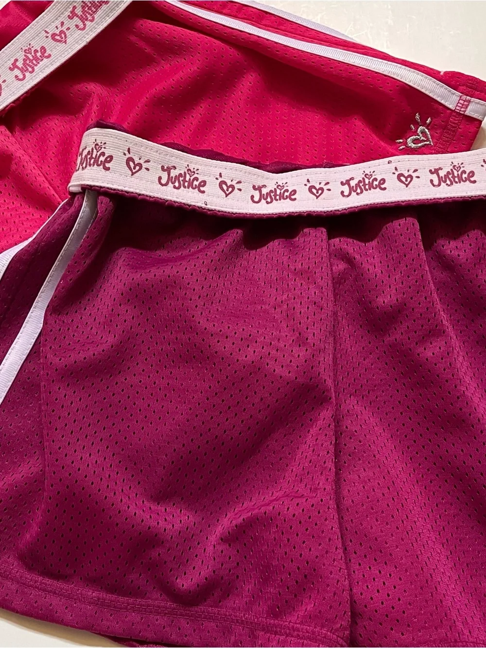 Justice Girls' Mesh Athletic Shorts - Magenta & Hot Pink
